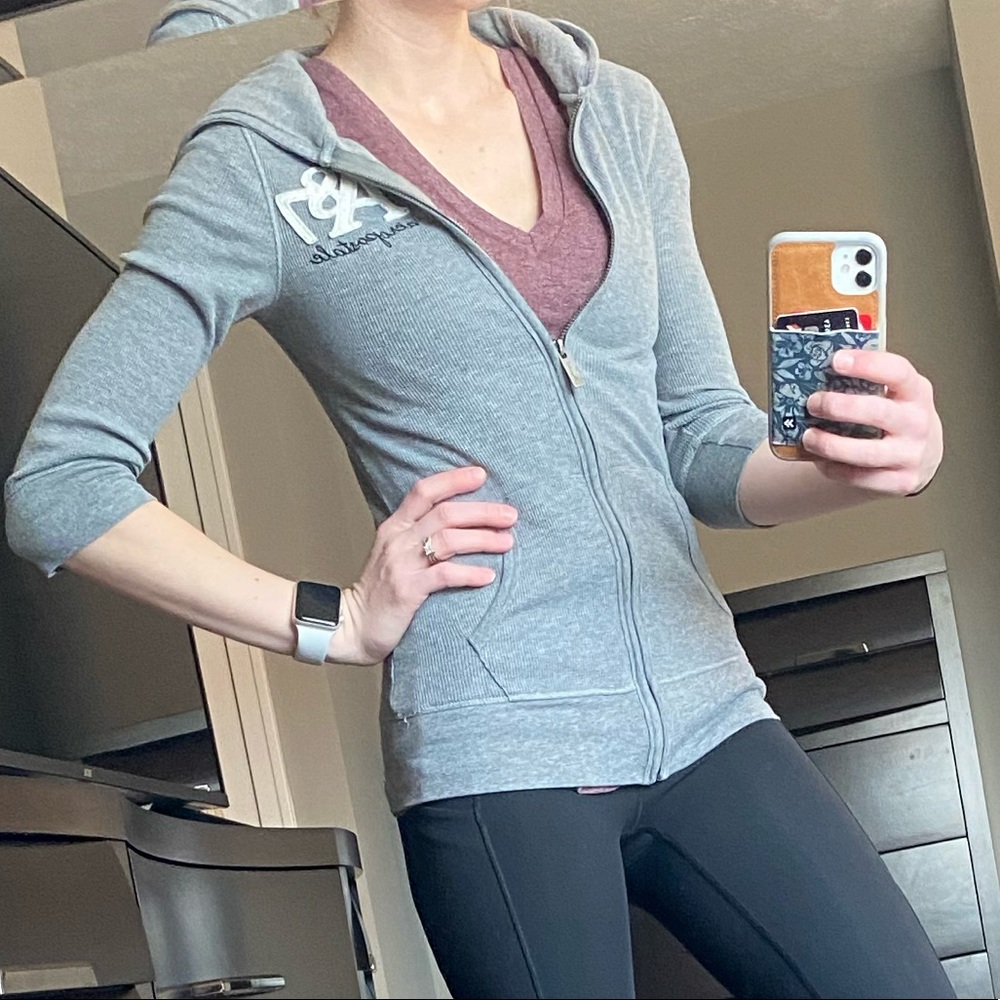 Grey Aeropostale Half Sleeve Hooded Jacket